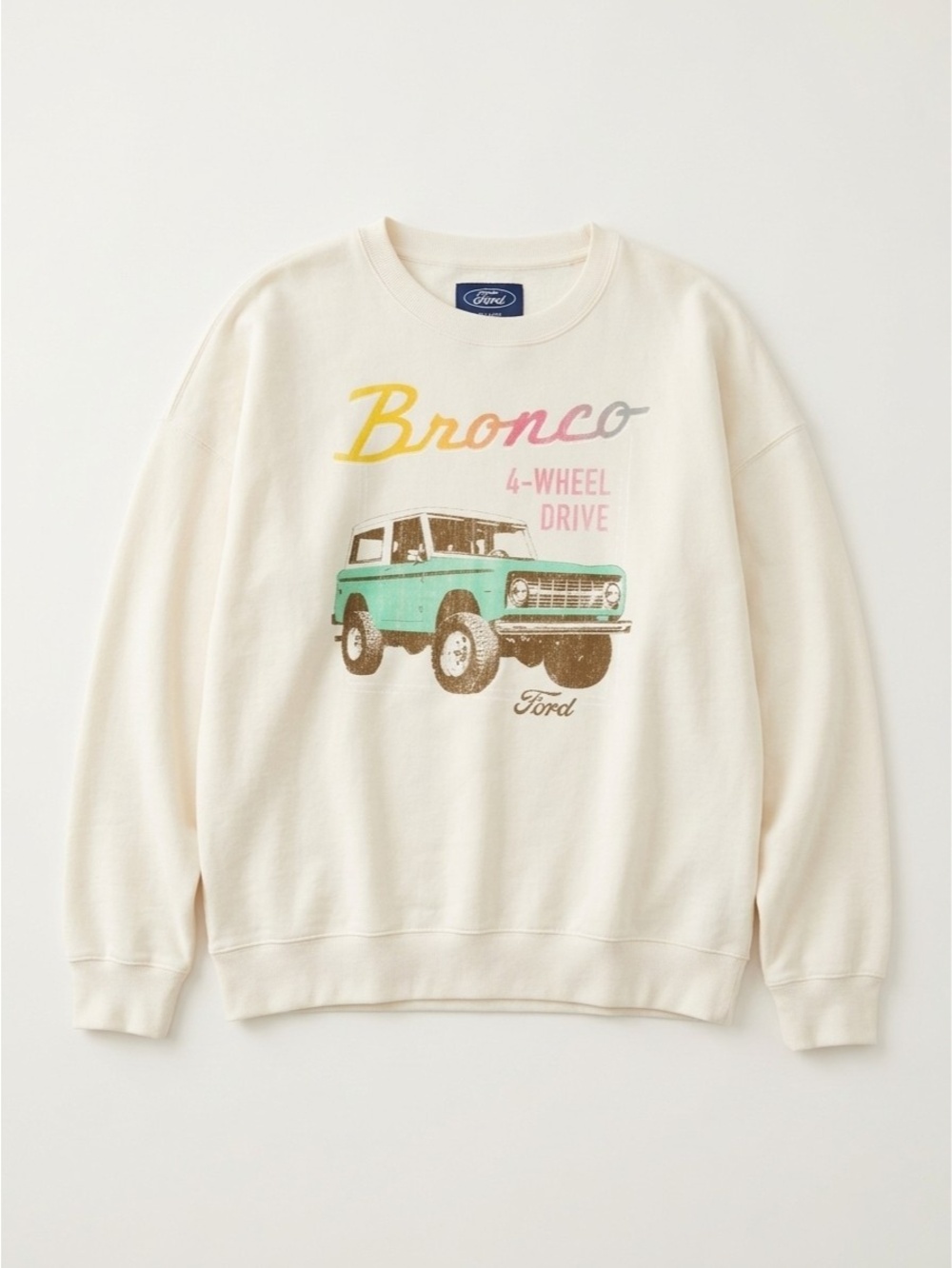 Ford Bronco Official 4-Wheel Drive Graphic Sweatshirt, Women , Cream, XXL